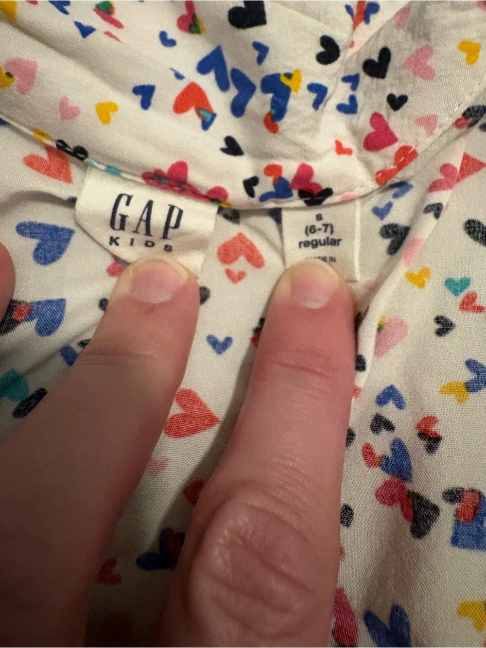 GAP White Dress with Multicolor Heart Print